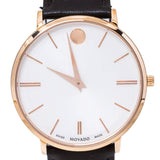 Movado Ultra Slim White Dial Brown Leather Strap Watch For Men - 0607089 Authentic Buy Shop Now