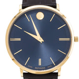 Movado Ultra Slim Blue Dial Brown Leather Strap Watch For Men - 0607088 Authentic Buy Shop Now