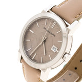 Burberry The City Silver Dial Beige Leather Strap Unisex Watch - BU9010 Authentic Buy Shop Now