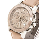 Burberry The City Chronograph Rose Gold Dial Beige Leather Strap Watch For Women - BU9702 Authentic Buy Shop Now