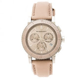 Burberry The City Chronograph Rose Gold Dial Beige Leather Strap Watch For Women - BU9702 Authentic Buy Shop Now