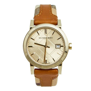Burberry The City Gold Dial Brown Leather Strap Watch for Women - BU9133 Authentic Buy Shop Now
