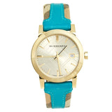 Burberry The City Gold Dial Blue Leather Strap Watch for Women - BU9018 Authentic Buy Shop Now