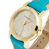 Burberry The City Gold Dial Blue Leather Strap Watch for Women - BU9018 Authentic Buy Shop Now