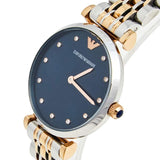 Emporio Armani Gianni T Bar Crystal Blue Dial Two Tone Steel Strap Watch For Women - AR11092 Authentic Buy Shop Now