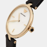 Emporio Armani Arianna Analog Silver Dial Black Leather Strap Watch For Women - AR11200 Authentic Buy Shop Now