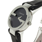 Gucci G Interlocking Black Dial Black Leather Strap Watch For Women - YA133301 Authentic Buy Shop Now