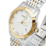 Gucci G Timeless Diamonds Mother of Pearl Dial Two Tone Mesh Bracelet Watch for Women - YA126513 Authentic Buy Shop Now
