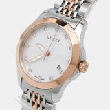 Gucci G Timeless Diamonds Mother of Pearl Dial Two Tone Mesh Bracelet Watch For Women - YA126514 Authentic Buy Shop Now