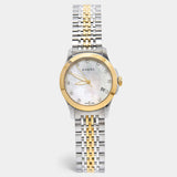 Gucci G Timeless Diamonds Mother of Pearl Dial Two Tone Mesh Bracelet Watch for Women - YA126513 Authentic Buy Shop Now