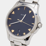 Gucci G Timeless Black Dial Silver Steel Strap Watch For Women - YA1264029 Authentic Buy Shop Now