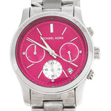 Michael Kors Runway Chronograph Pink Dial Silver Steel Strap Watch for Women - MK6160 Authentic Buy Shop Now