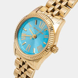 Michael Kors Lexington Quartz Blue Dial Gold Steel Strap Watch For Women - MK3271 Authentic Buy Shop Now