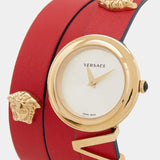 Versace V-Flare Quartz Silver Dial Red Leather Strap Watch for Women - VEBN00418 Authentic Buy Shop Now