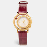 Versace V-Flare Quartz Silver Dial Red Leather Strap Watch for Women - VEBN00418 Authentic Buy Shop Now