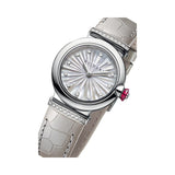 Bvlgari LVCEA Diamonds Silver Mother of Pearl Dial Silver Leather Strap Watch for Women - LVCEA103367 Authentic Buy Shop Now