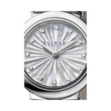 Bvlgari LVCEA Diamonds Silver Mother of Pearl Dial Silver Leather Strap Watch for Women - LVCEA103367 Authentic Buy Shop Now