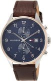 Tommy Hilfiger West Chronograph Blue Dial Brown Leather Strap Watch For Men - 1791712 Authentic Buy Shop Now