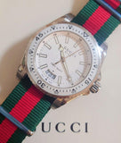 Gucci Dive White Dial Red & Green Nylon Strap Watch For Men - YA136207 Authentic Buy Shop Now