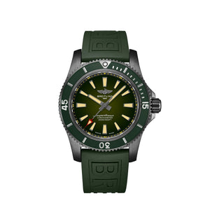 Breitling Superocean Automatic 46 Green Dial Green Rubber Strap Watch for Men - M173681A1L1S1 Authentic Buy Shop Now