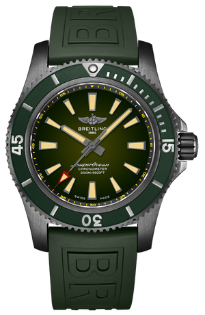 Breitling Superocean Automatic 46 Green Dial Green Rubber Strap Watch for Men - M173681A1L1S1 Authentic Buy Shop Now