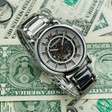 Emporio Armani Meccanico Skeleton Silver Dial Silver Steel Strap Watch For Men - AR1980 Authentic Buy Shop Now