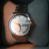 Gucci G Timeless Silver Dial Two Tone Steel Strap Watch For Men - YA126447 Authentic Buy Shop Now