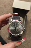 Burberry Heritage Grey Dial Black Leather Strap Watch for Men - BU9024 Authentic Buy Shop Now