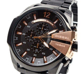 Diesel Mega Chief Chronograph Black Dial Black Steel Strap Watch For Men - DZ4309 Authentic Buy Shop Now