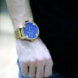 Diesel Mr Daddy Blue Dial Gold Steel Strap Watch For Men - DZ7347 Authentic Buy Shop Now