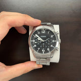 Fossil Pilot Chronograph Black Dial Silver Steel Strap Watch for Men - FS5141 Authentic Buy Shop Now