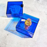 Versace Icon Active Chronograph Quartz Gold Dial Red Leather Strap Watch For Men - VEZ701222 Authentic Buy Shop Now