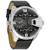 Diesel Uber Chief Oversized 4 Time Black Dial Leather Strap Watch For Men - DZ7376 Authentic Buy Shop Now