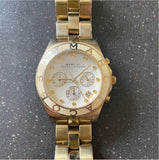 Marc Jacobs Blade Chronograph White Dial Gold Steel Strap Watch for Women - MBM3081 Authentic Buy Shop Now