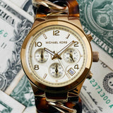 Michael Kors Runway Gold Dial Two Tone Steel Strap Watch for Women - MK4222 Authentic Buy Shop Now