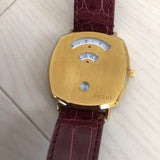 Gucci Grip Quartz Yellow Gold Dial Maroon Leather Strap Watch For Women - YA157405 Authentic Buy Shop Now