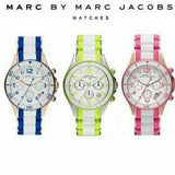 Marc Jacobs Rock Chronograph White Dial White & Green Silicone Strap Watch for Women - MBM2592 Authentic Buy Shop Now