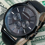 Emporio Armani Sportivo Black Dial Brown Leather Strap Watch For Men - AR2462 Authentic Buy Shop Now