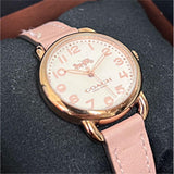 Coach Delancey Cream Dial Blush Pink Leather Strap Watch for Women - 14502750 Authentic Buy Shop Now