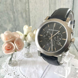Burberry The City Chronograph Black Dial Black Leather Strap Watch for Men - BU9356 Authentic Buy Shop Now