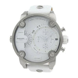 Diesel Badass Chronograph White Dial White Leather Strap Watch For Men - DZ7265 Authentic Buy Shop Now