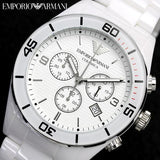 Emporio Armani Ceramic Chronograph White Dial White Ceramic Strap Watch For Men - AR1424 Authentic Buy Shop Now