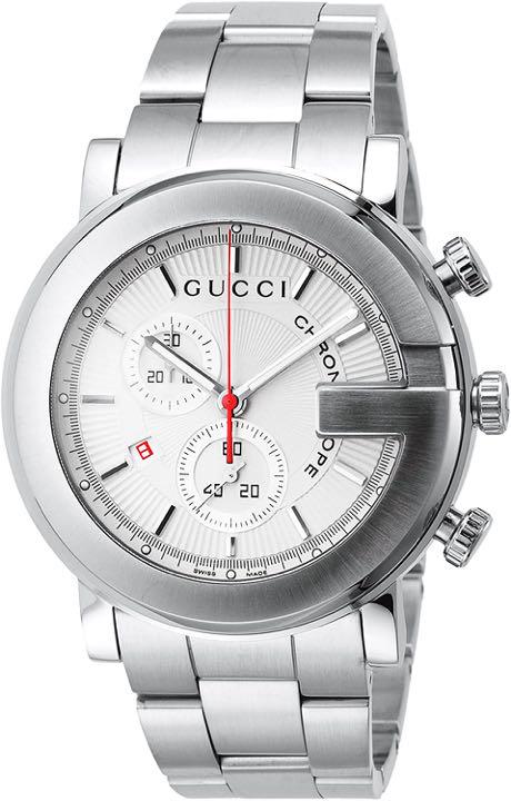 Gucci G Chrono Chronograph White Dial Silver Steel Strap Watch For Men - YA101339 Authentic Buy Shop Now