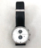 Emporio Armani Gianni White Dial Black Leather Strap Watch For Men - AR0385 Authentic Buy Shop Now