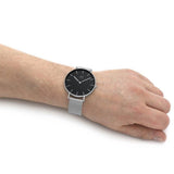 Daniel Wellington Petite Sterling Black Dial Silver Mesh Bracelet Watch For Women - DW00100304 Authentic Buy Shop Now