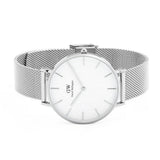 Daniel Wellington Petite Sterling Quartz White Dial Silver Mesh Bracelet Watch For Men - DW00100306 Authentic Buy Shop Now