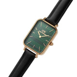 Daniel Wellington Quadro Pressed Sheffield Green Dial Black Leather Strap Watch For Women - DW00100439 Authentic Buy Shop Now