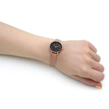 Daniel Wellington Petite Pressed Melrose Black Dial Rose Gold Mesh Strap Watch For Women - DW00100440 Authentic Buy Shop Now