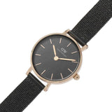 Daniel Wellington Classic Petite Pressed Ashfield Black Dial Black Mesh Bracelet Watch For Women - DW00100441 Authentic Buy Shop Now