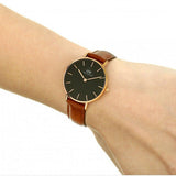 Daniel Wellington Petite St Mawes Black Dial Brown Leather Strap Watch For Women - DW00100169 Authentic Buy Shop Now